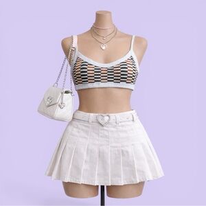 NWT Dippin Daisy’s Ribbed Bandeau Bikini Top Stripe Detail M Boho Cottagecore